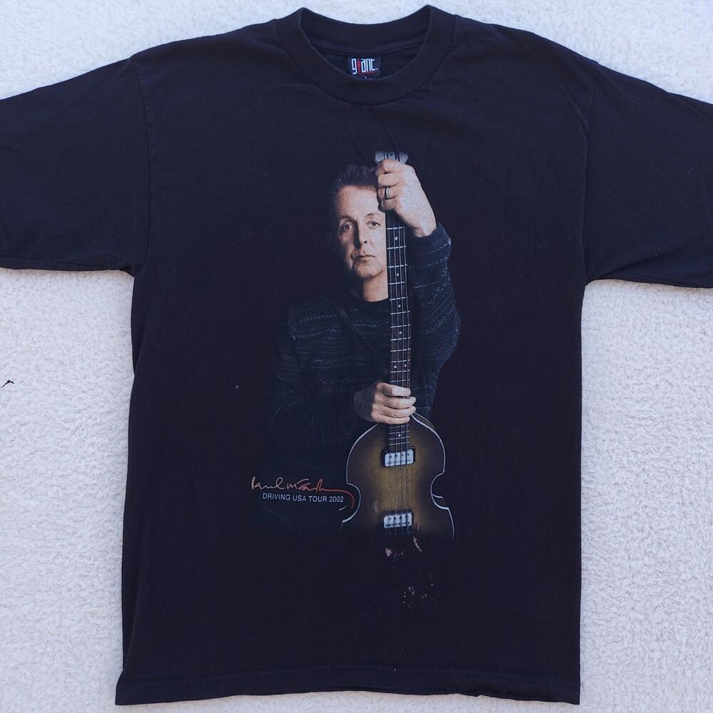 Vintage GIANT Paul McCartney Band Tee - 2002 Driving USA Tour - Black - LARGE